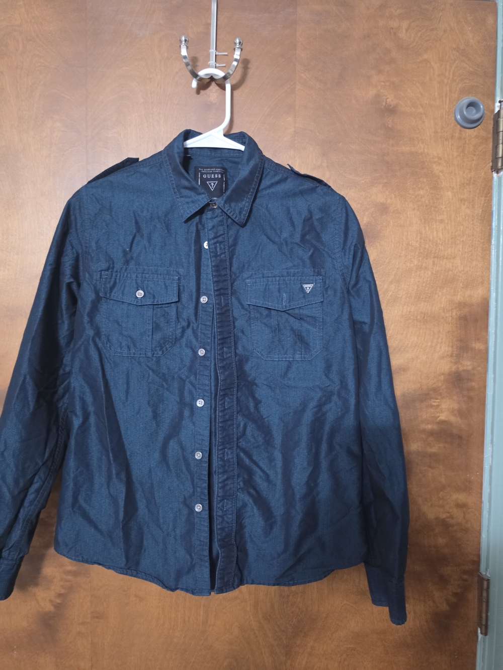 GUESS Men's Dark Blue Button-Up Shirt
